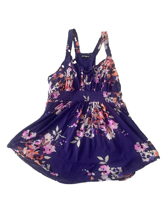 Express Tops - Share Express Y2K Ruffle Detail Babydoll Top Size S Purple Floral Fairy Boho